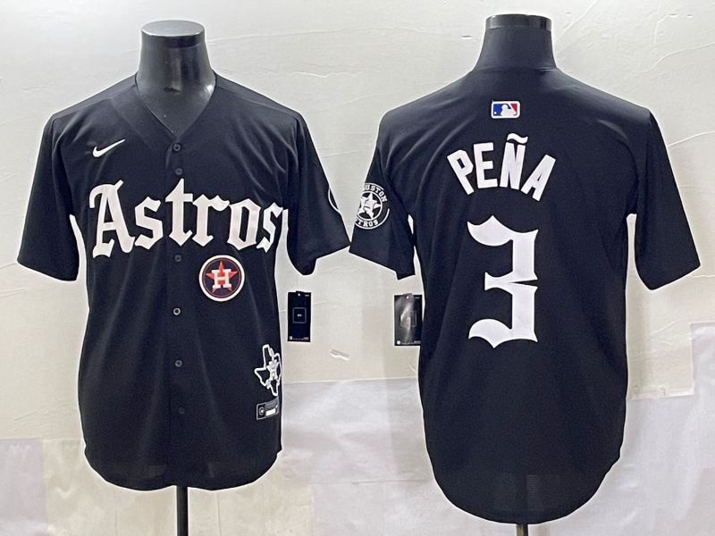 Men 2025 Houston Astros #3 Pena Black Five generations Joint Name Nike MLB Jersey style 21